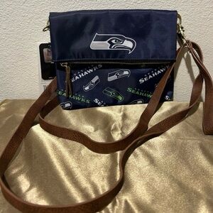 Navy and Brown Seattle Seahawks Crossbody Bag